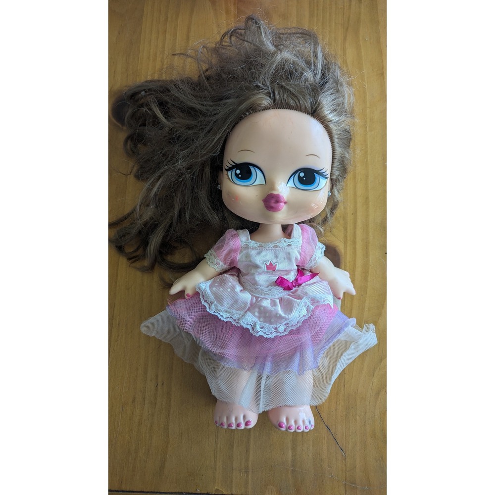 MGA Bratz Babyz Large 12 inch Doll Brown Hair Blue Eyes Pink Princess Dress‎